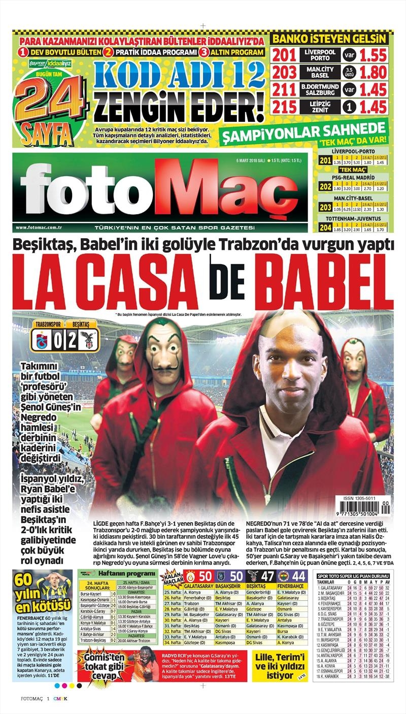 06 Mart 2018 | Gazetelerin Beşiktaş Manşetleri - Görsel 6