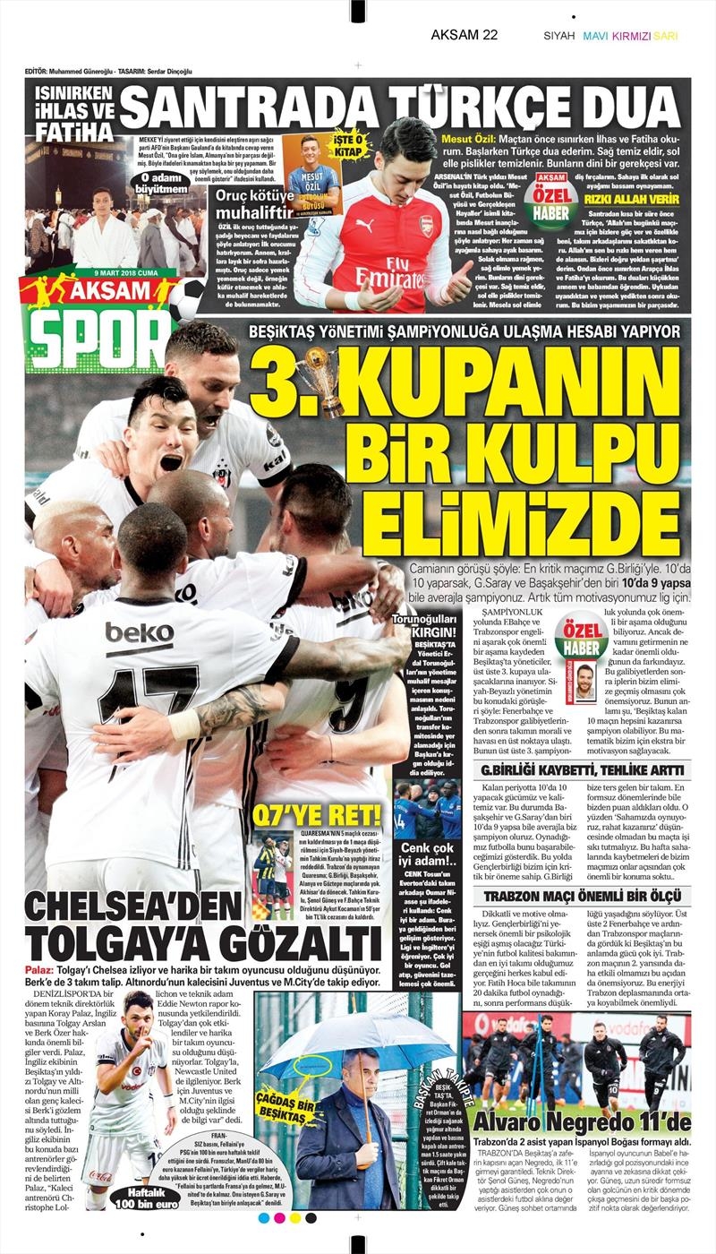 09 Mart 2018 | Gazetelerin Beşiktaş Manşetleri - Görsel 4