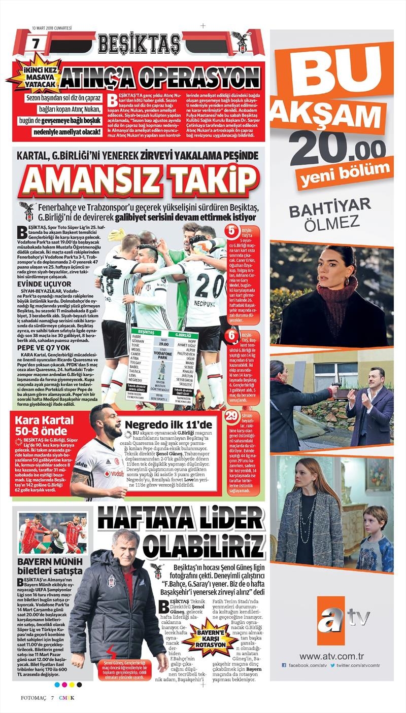10 Mart 2018 | Gazetelerin Beşiktaş Manşetleri - Görsel 5