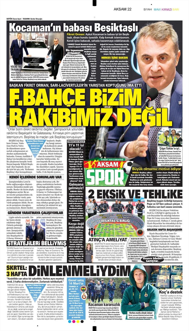 10 Mart 2018 | Gazetelerin Beşiktaş Manşetleri - Görsel 7