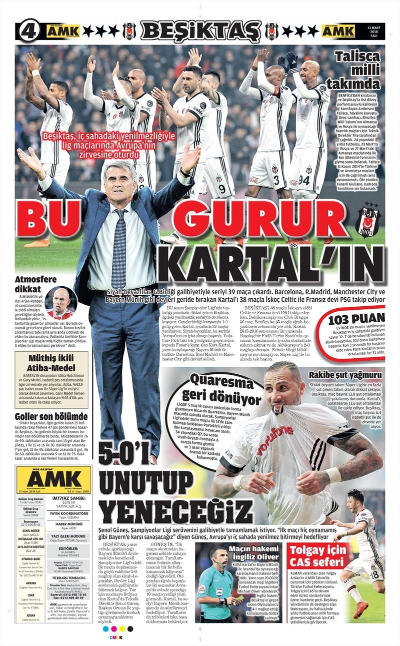 13 Mart 2018 | Gazetelerin Beşiktaş Manşetleri - Görsel 4