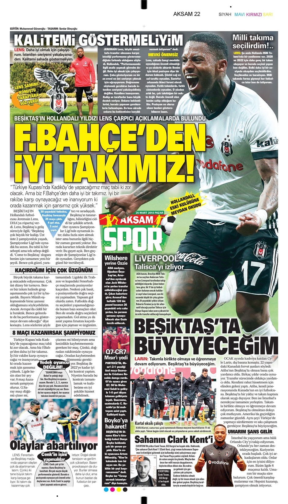 25 Mart 2018 | Gazetelerin Beşiktaş Manşetleri - Görsel 3