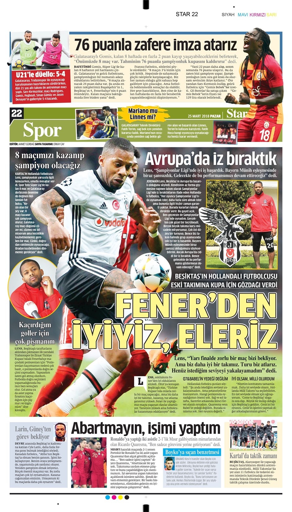 25 Mart 2018 | Gazetelerin Beşiktaş Manşetleri - Görsel 4