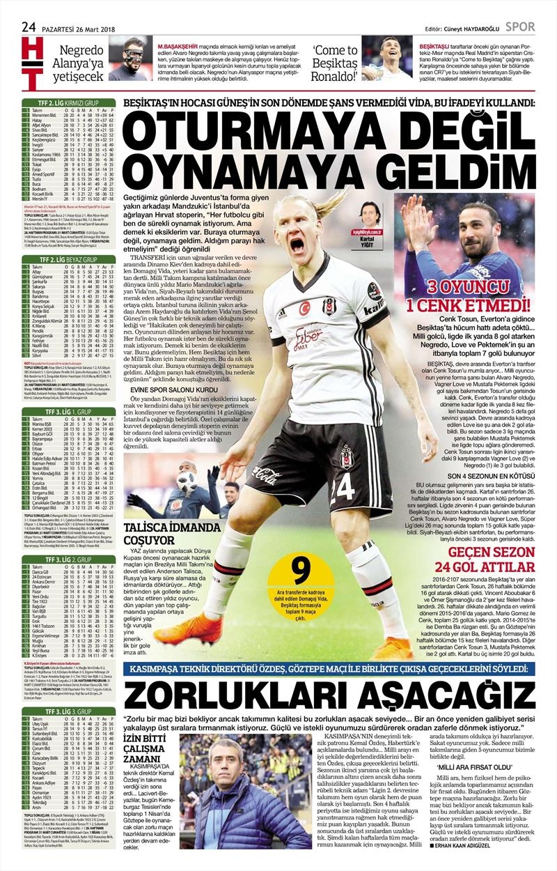 26 Mart 2018 | Gazetelerin Beşiktaş Manşetleri - Görsel 4