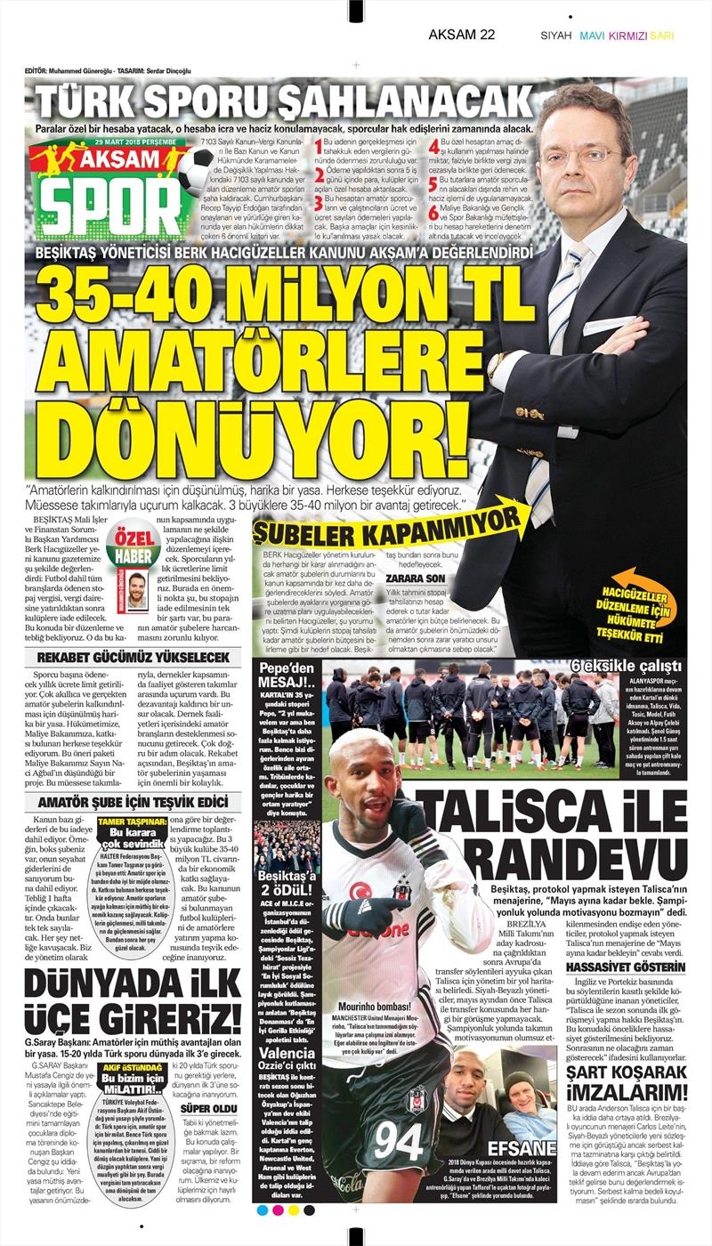 29 Mart 2018 | Gazetelerin Beşiktaş Manşetleri - Görsel 1