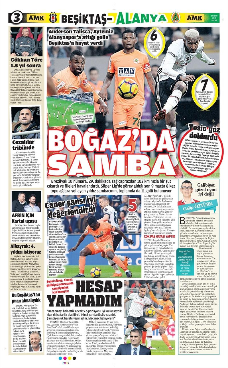 1 Nisan 2018 | Gazetelerin Beşiktaş Manşetleri - Görsel 11