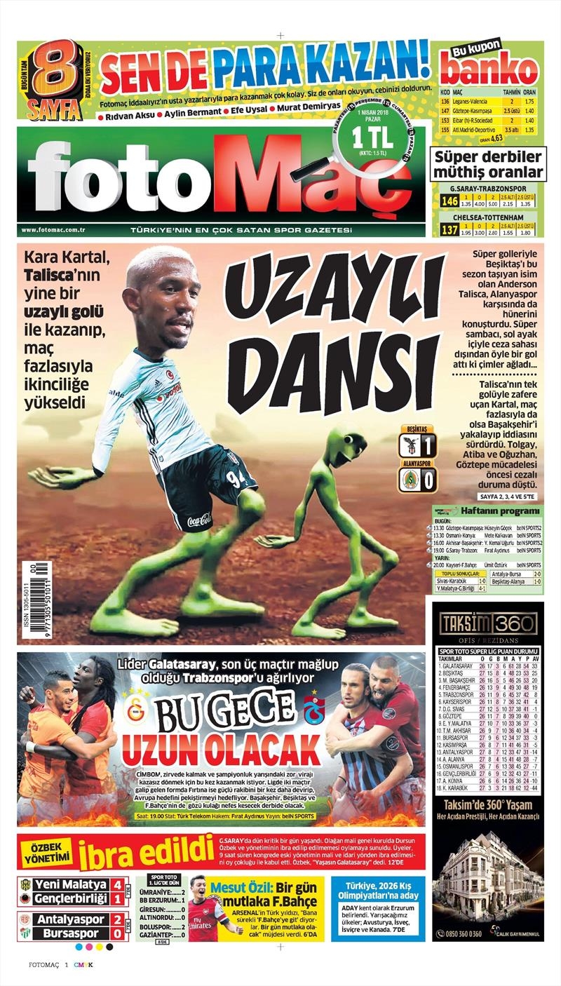 1 Nisan 2018 | Gazetelerin Beşiktaş Manşetleri - Görsel 8