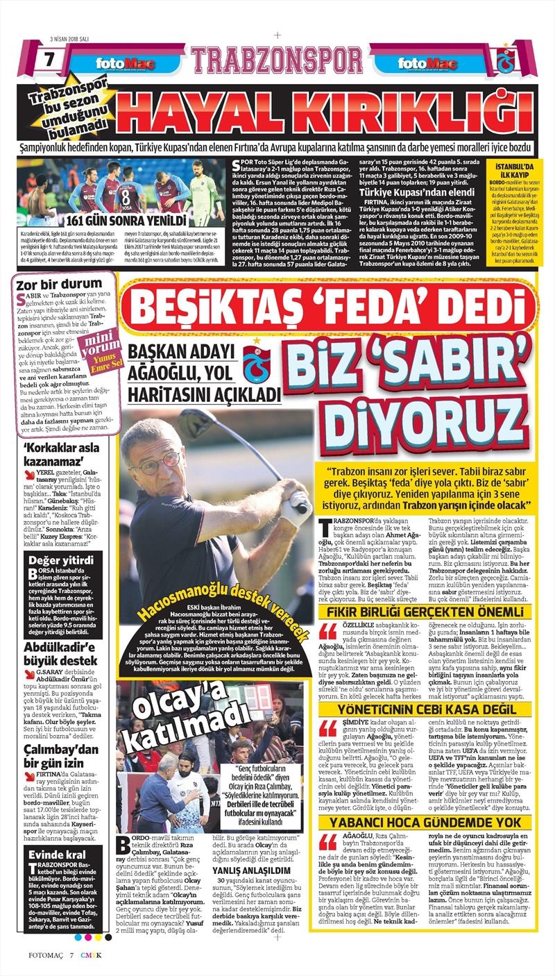 3 Nisan 2018 | Gazetelerin Beşiktaş Manşetleri - Görsel 3