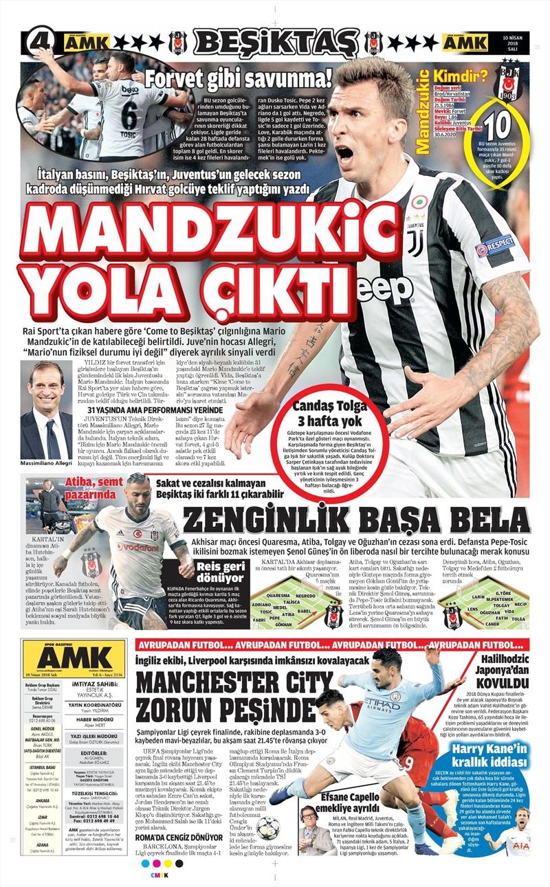 10 Nisan 2018 | Gazetelerin Beşiktaş Manşetleri - Görsel 2