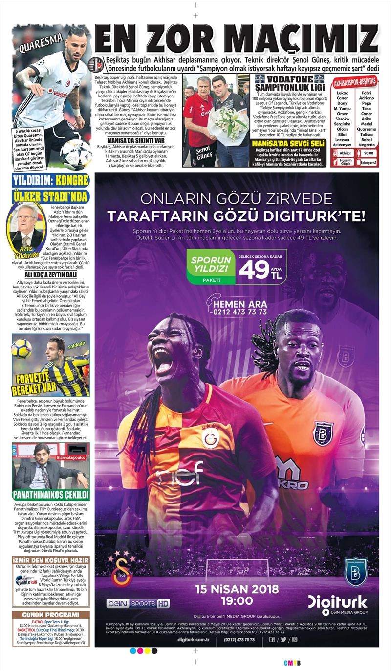 13 Nisan 2018 | Gazetelerin Beşiktaş Manşetleri - Görsel 1