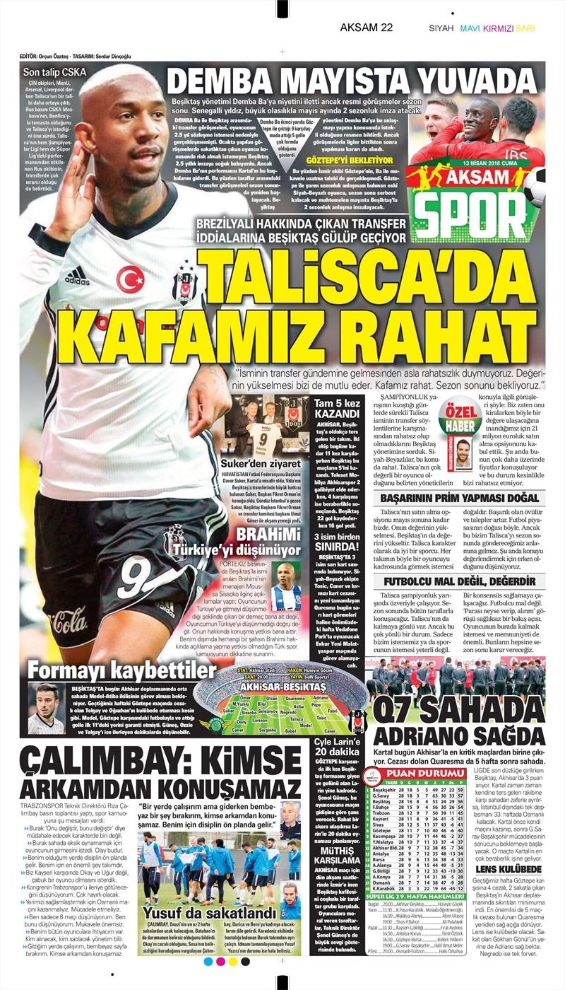 13 Nisan 2018 | Gazetelerin Beşiktaş Manşetleri - Görsel 2