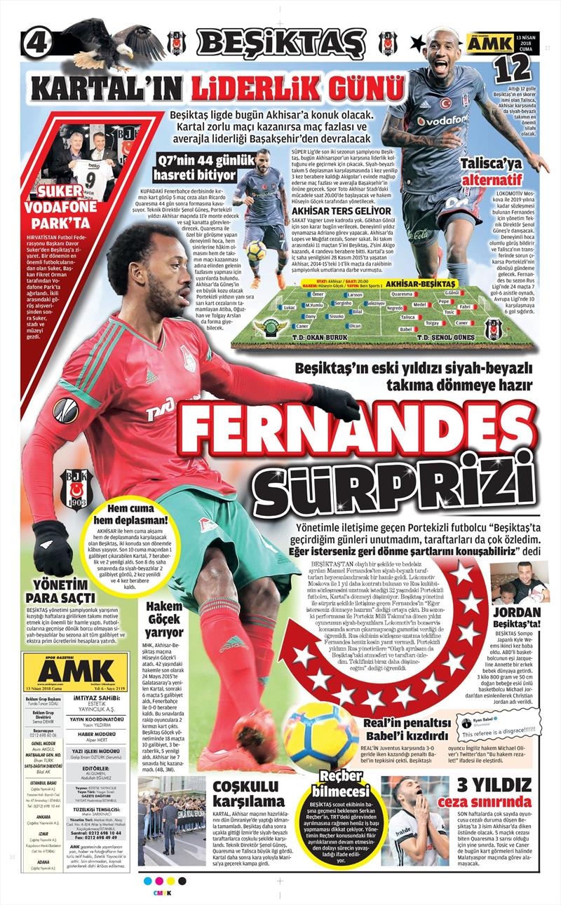 13 Nisan 2018 | Gazetelerin Beşiktaş Manşetleri - Görsel 3