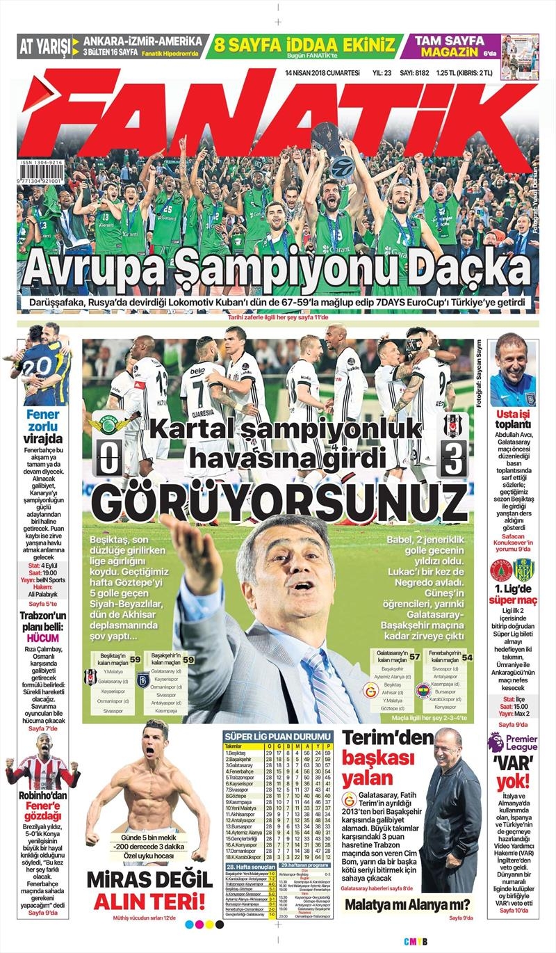 14 Nisan 2018 | Gazetelerin Beşiktaş Manşetleri - Görsel 7