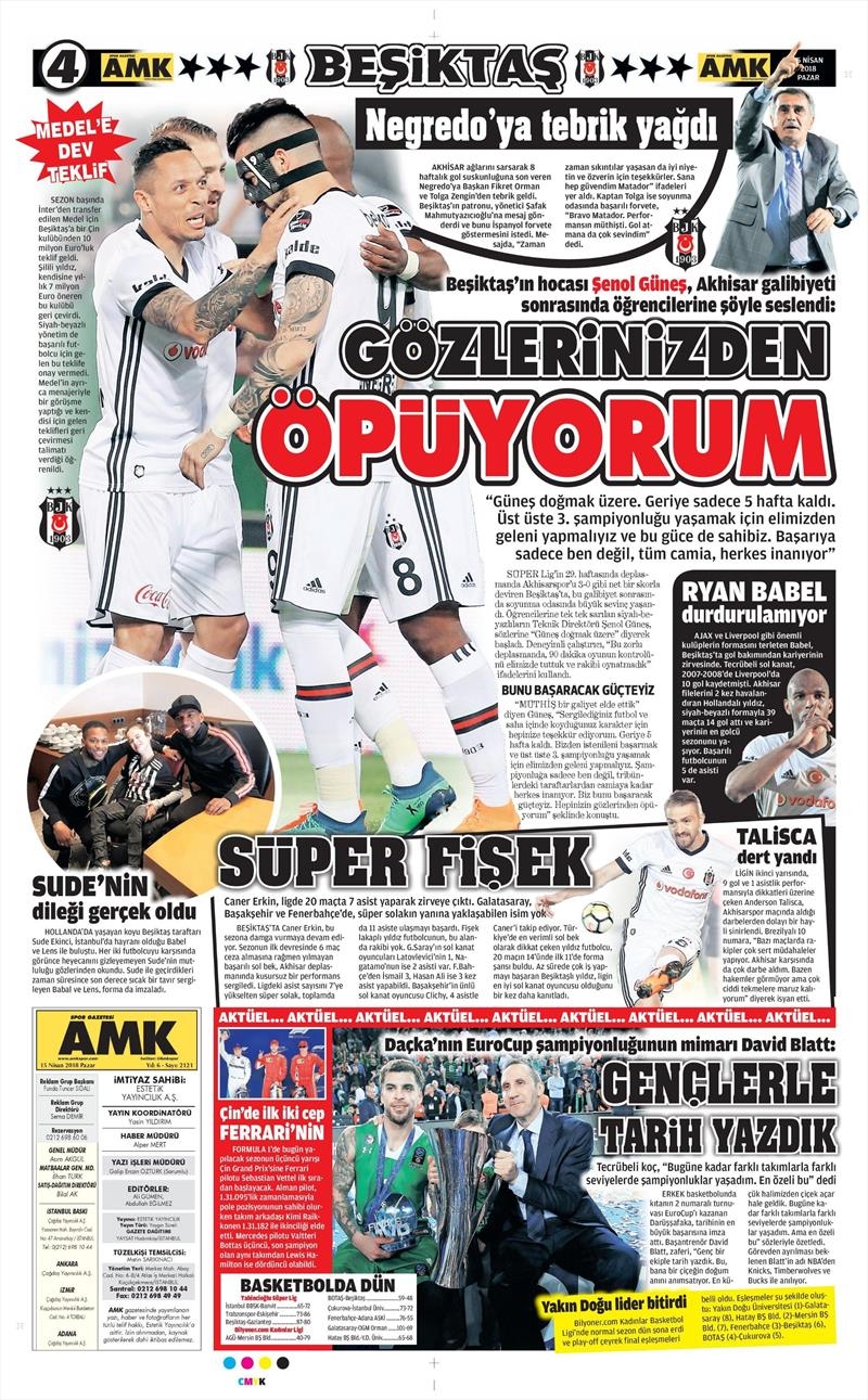 15 Nisan 2018 | Gazetelerin Beşiktaş Manşetleri - Görsel 3