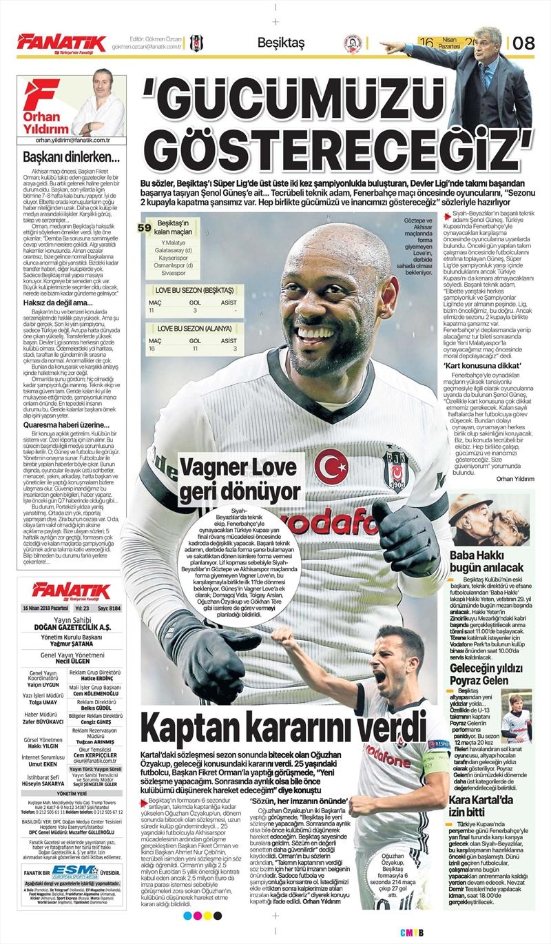 16 Nisan 2018 | Gazetelerin Beşiktaş Manşetleri - Görsel 3