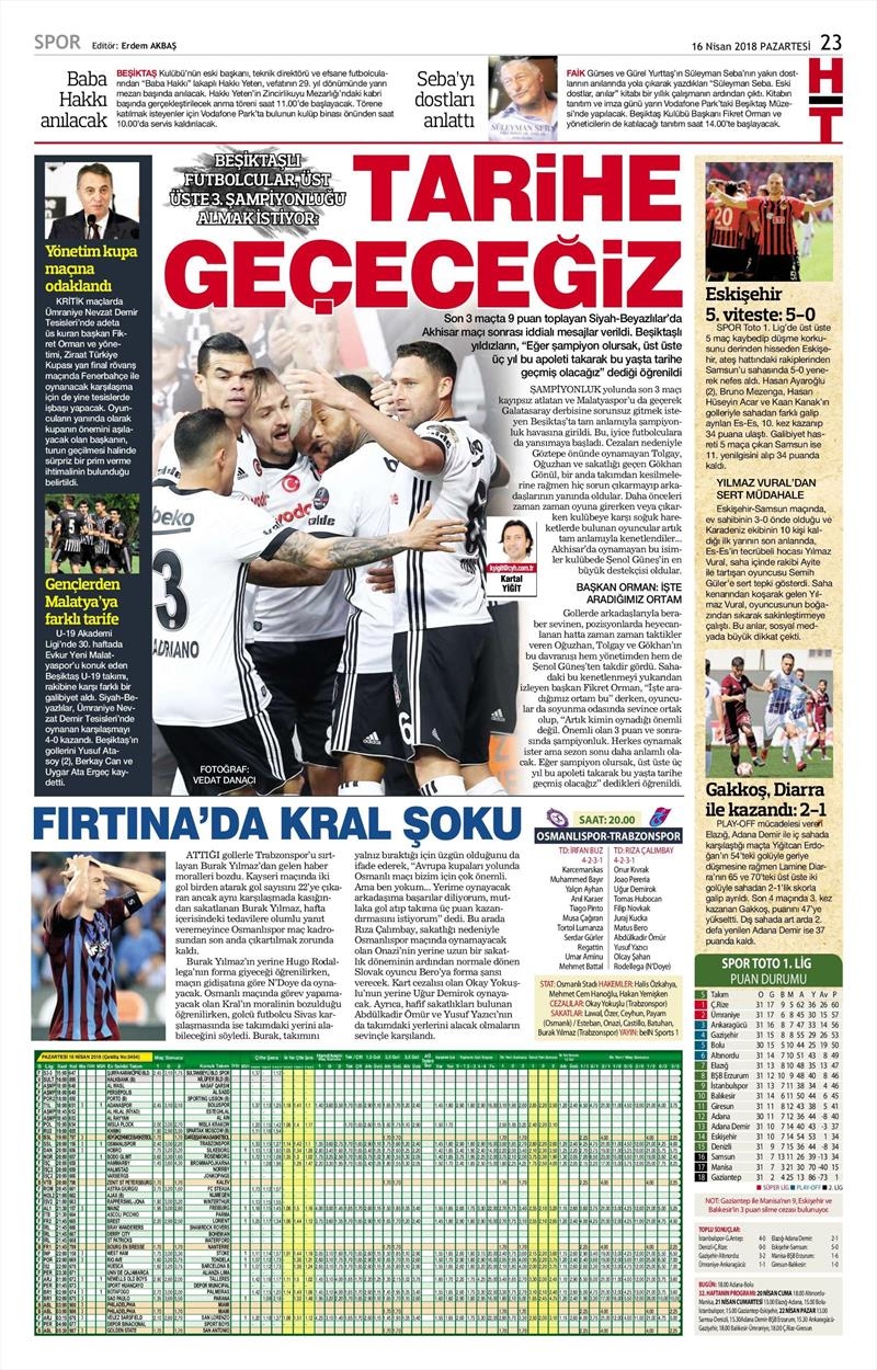 16 Nisan 2018 | Gazetelerin Beşiktaş Manşetleri - Görsel 4
