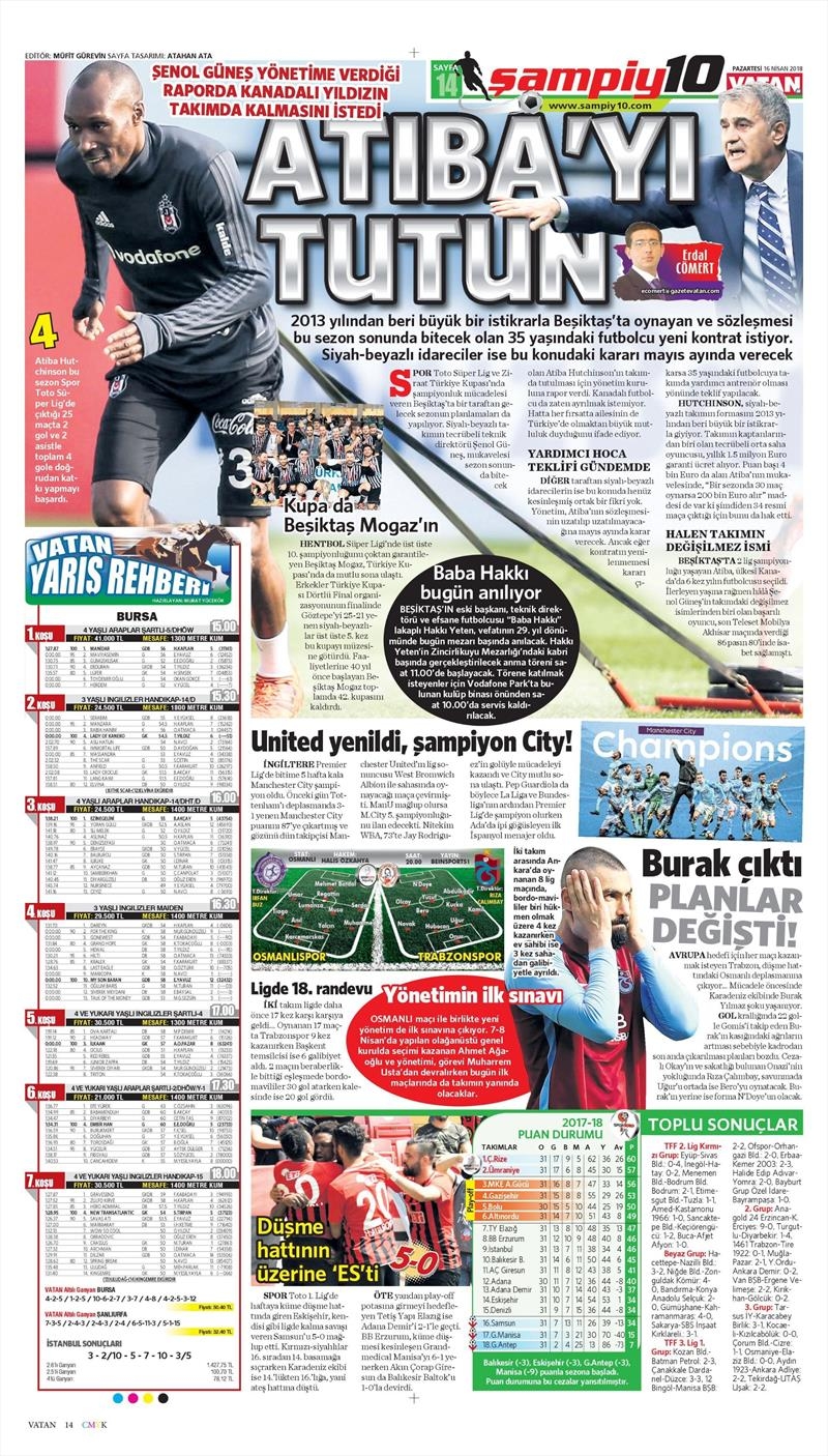 16 Nisan 2018 | Gazetelerin Beşiktaş Manşetleri - Görsel 6