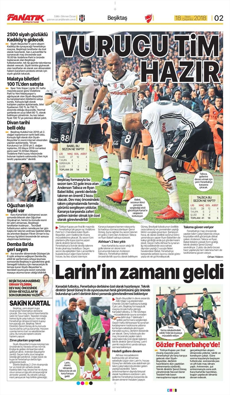 18 Nisan 2018 | Gazetelerin Beşiktaş Manşetleri - Görsel 3