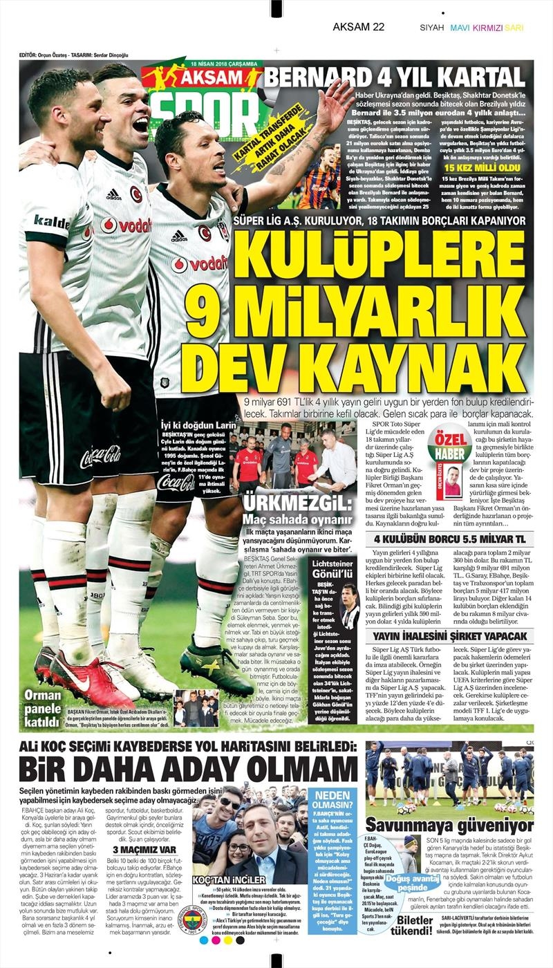 18 Nisan 2018 | Gazetelerin Beşiktaş Manşetleri - Görsel 4