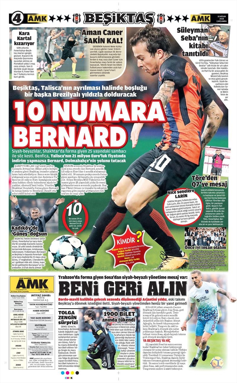 18 Nisan 2018 | Gazetelerin Beşiktaş Manşetleri - Görsel 5