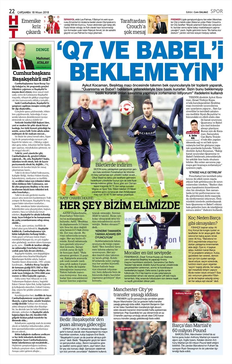 18 Nisan 2018 | Gazetelerin Beşiktaş Manşetleri - Görsel 7