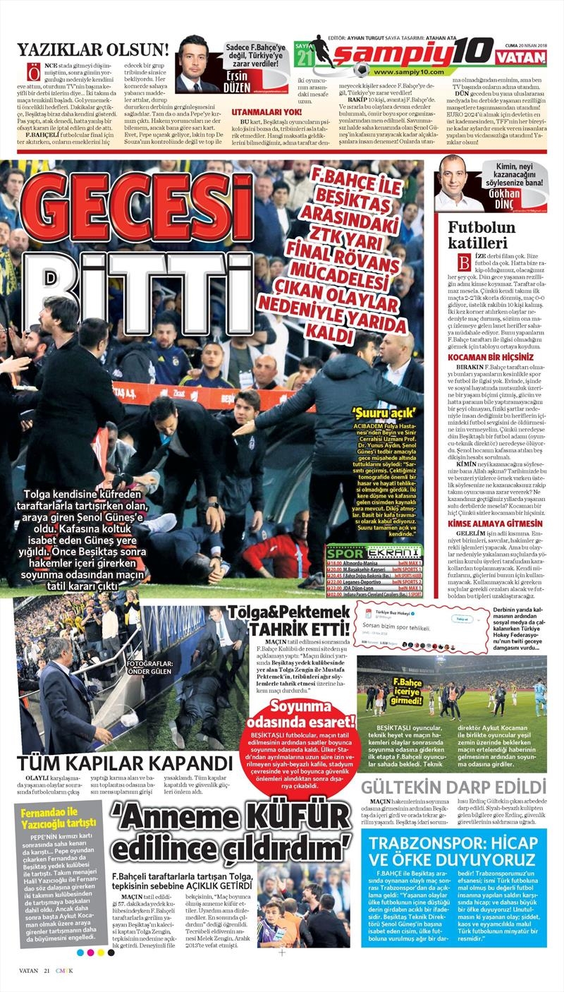 20 Nisan 2018 | Gazetelerin Beşiktaş Manşetleri - Görsel 31