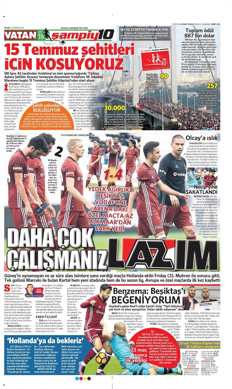 13 Kasım 2016 | Gazetelerin Beşiktaş sayfaları - Görsel 2