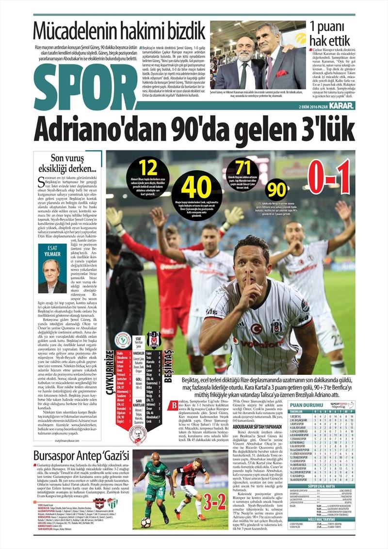 2 Ekim 2016 | Beşiktaş sayfaları - Görsel 13