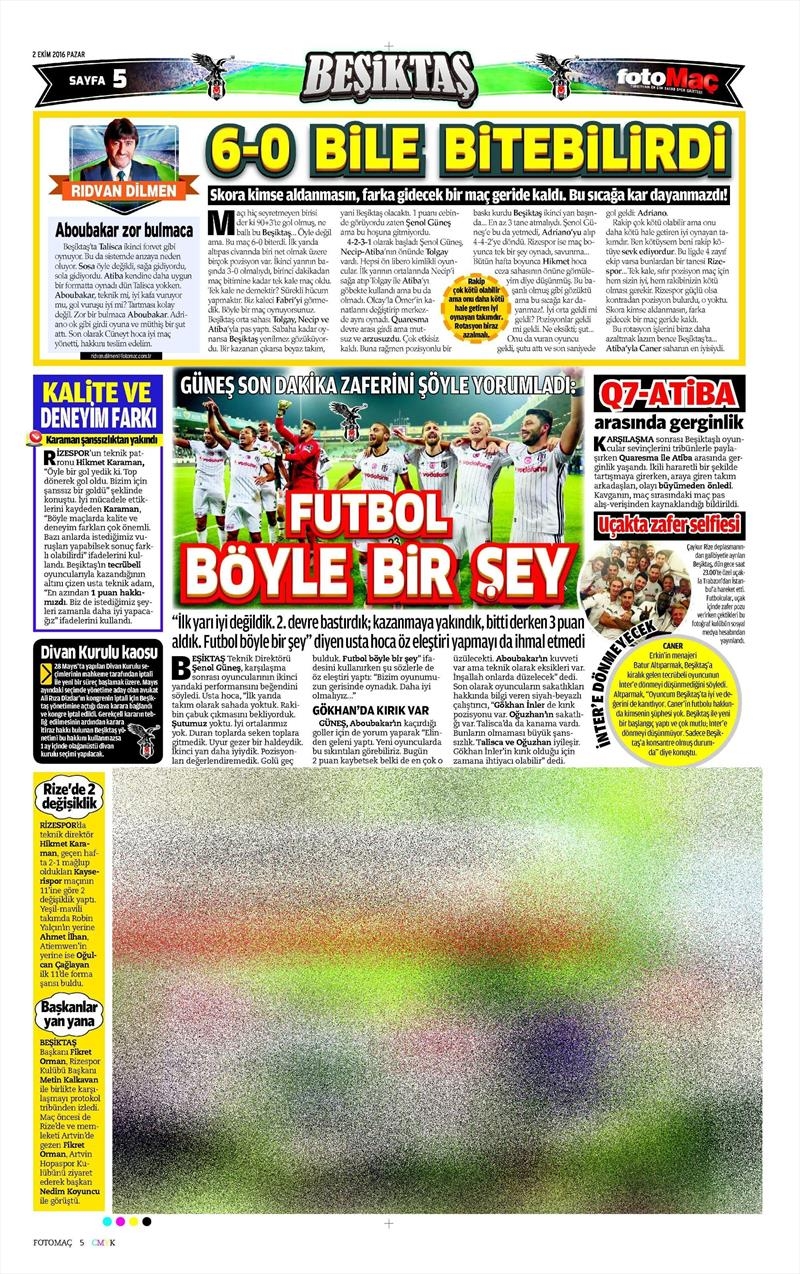 2 Ekim 2016 | Beşiktaş sayfaları - Görsel 7