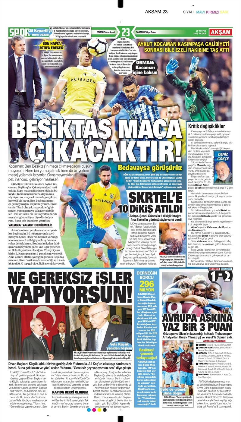 29 Nisan 2018 | Gazetelerin Beşiktaş Manşetleri - Görsel 9