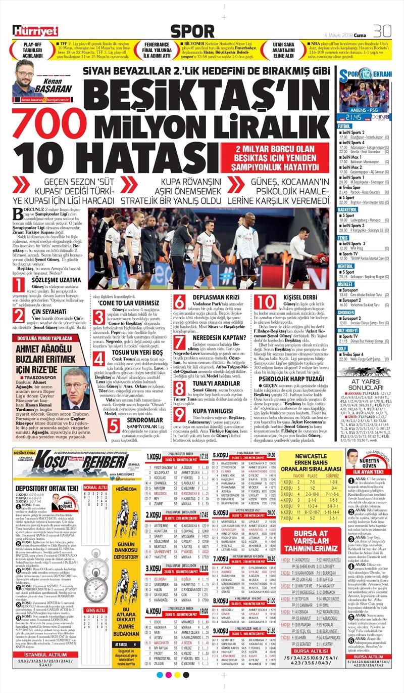 4 Mayıs 2018 | Gazetelerin Beşiktaş Manşetleri - Görsel 8