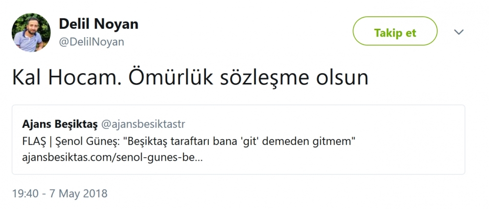 Beşiktaş taraftarı, Şenol Güneş'in "Taraftar bana 'git' demeden gitmem" sözü için ne dedi? - Görsel 1