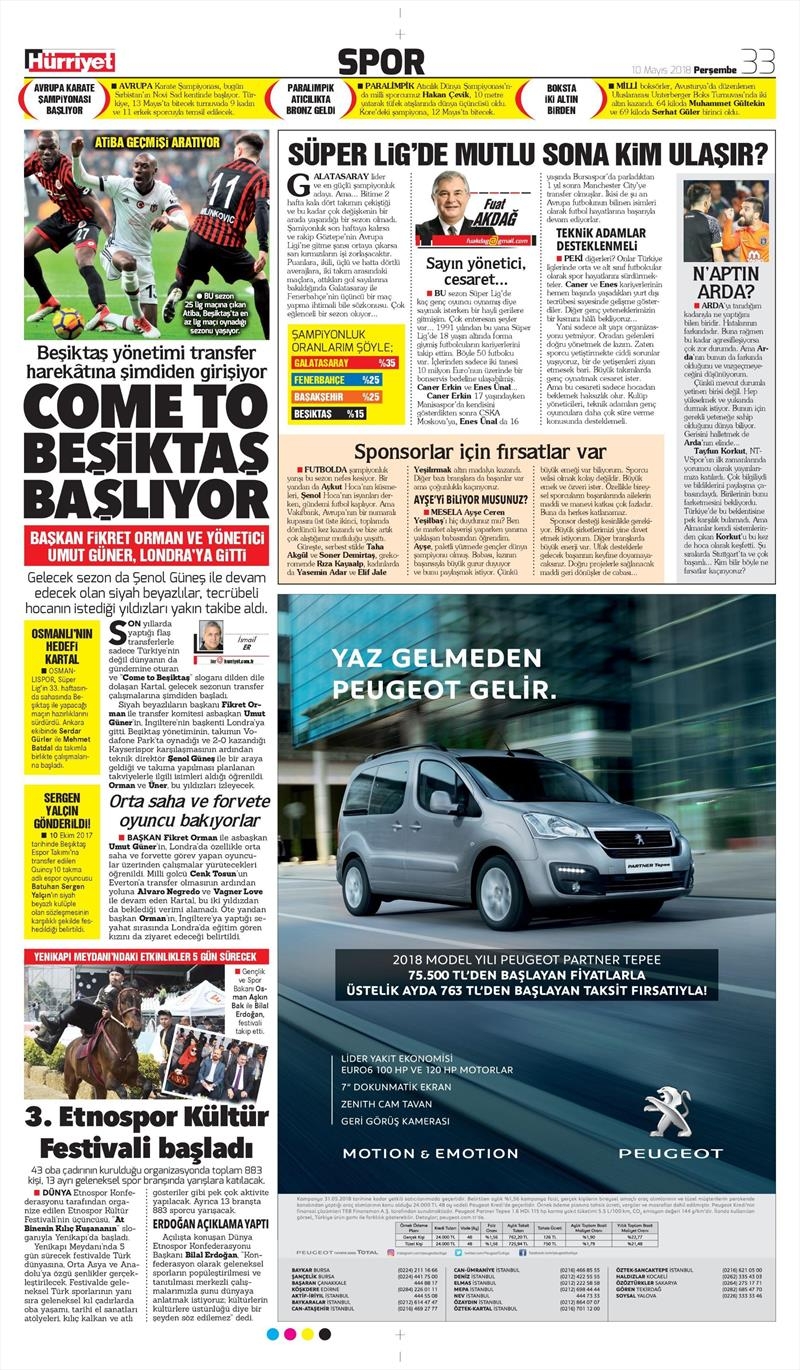 10 Mayıs 2018 | Gazetelerin Beşiktaş Manşetleri - Görsel 5