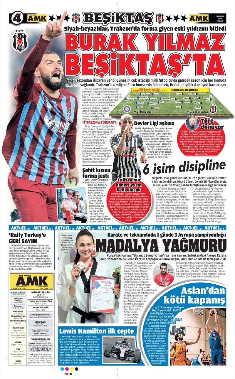 13 Mayıs 2018 | Gazetelerin Beşiktaş Manşetleri - Görsel 2