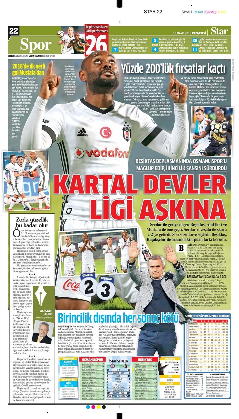 14 Mayıs 2018 | Gazetelerin Beşiktaş Manşetleri - Görsel 18