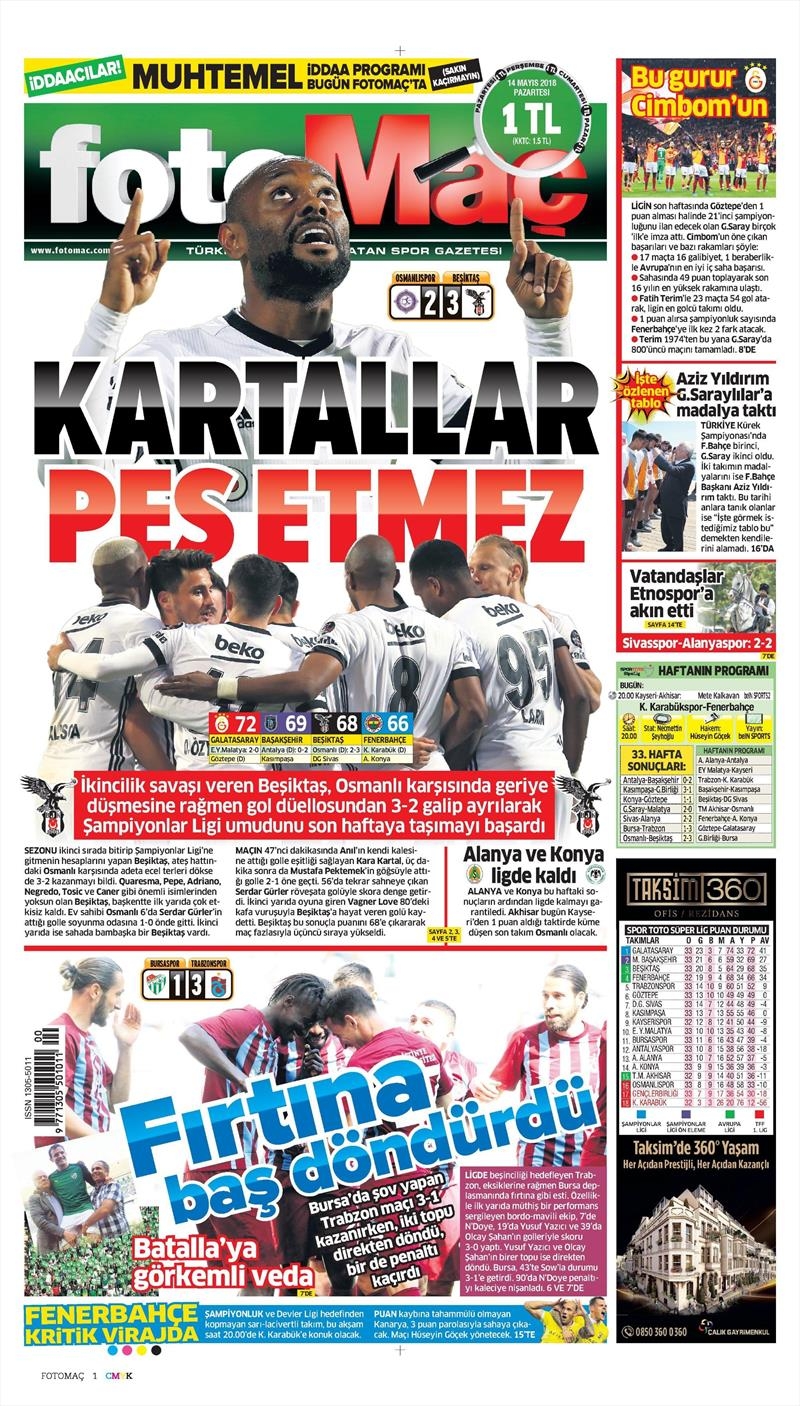 14 Mayıs 2018 | Gazetelerin Beşiktaş Manşetleri - Görsel 5