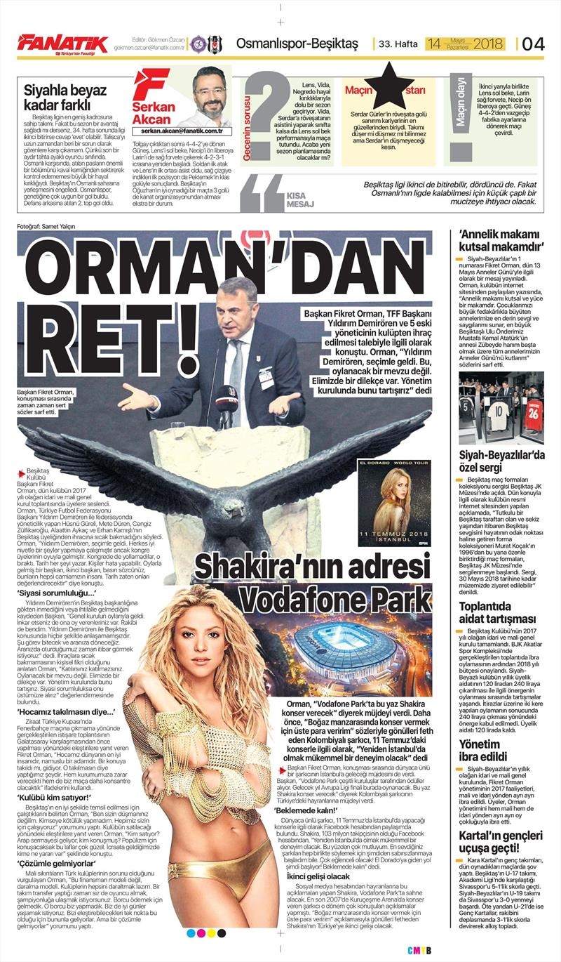 14 Mayıs 2018 | Gazetelerin Beşiktaş Manşetleri - Görsel 6