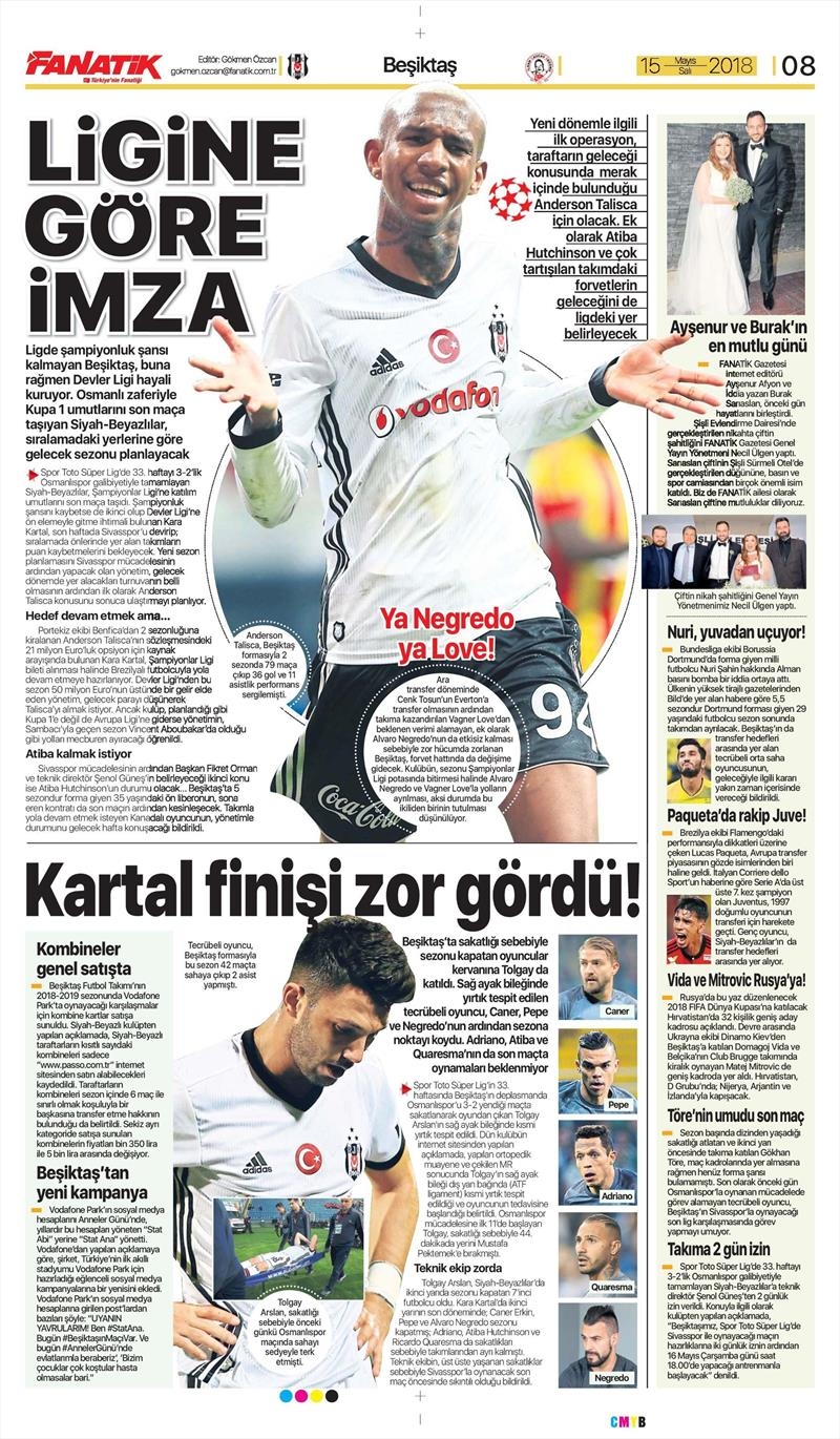 15 Mayıs 2018 | Gazetelerin Beşiktaş Manşetleri - Görsel 2