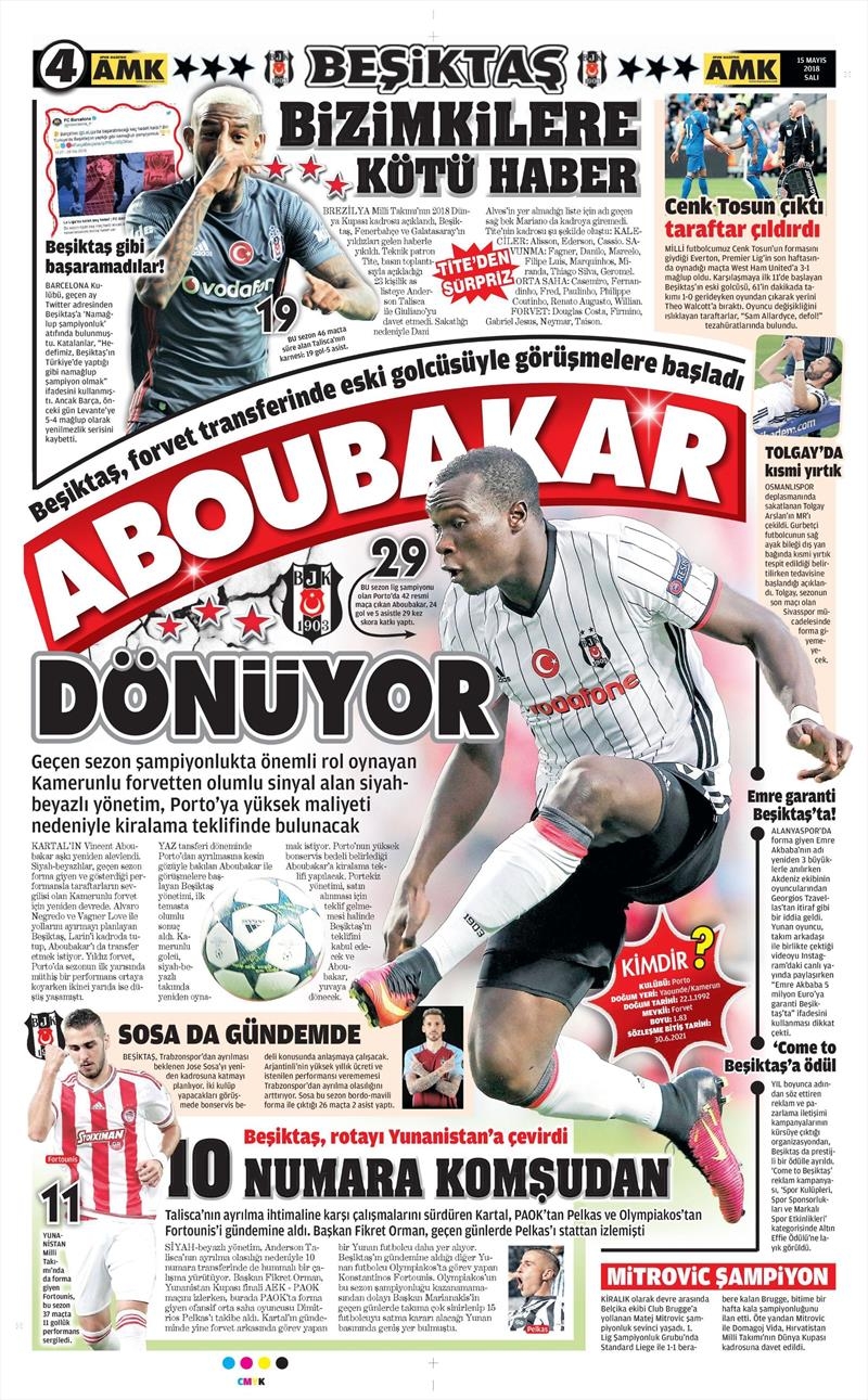 15 Mayıs 2018 | Gazetelerin Beşiktaş Manşetleri - Görsel 5