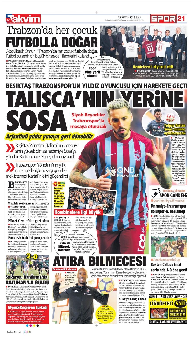 15 Mayıs 2018 | Gazetelerin Beşiktaş Manşetleri - Görsel 6