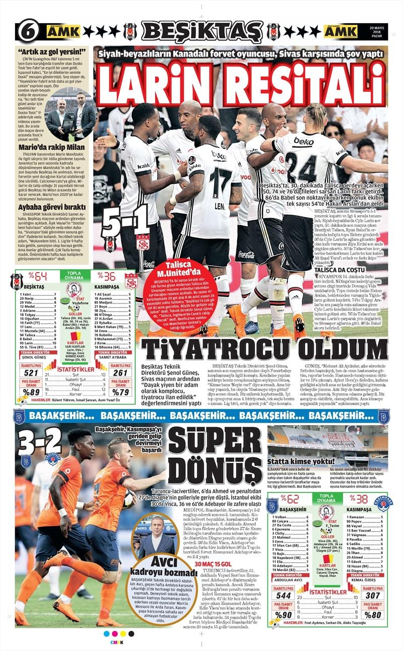 20 Mayıs 2018 | Gazetelerin Beşiktaş Manşetleri - Görsel 2