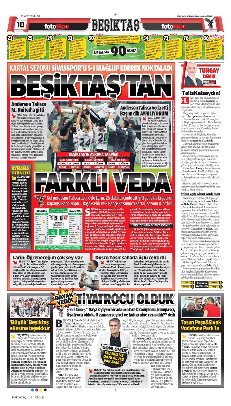 20 Mayıs 2018 | Gazetelerin Beşiktaş Manşetleri - Görsel 4