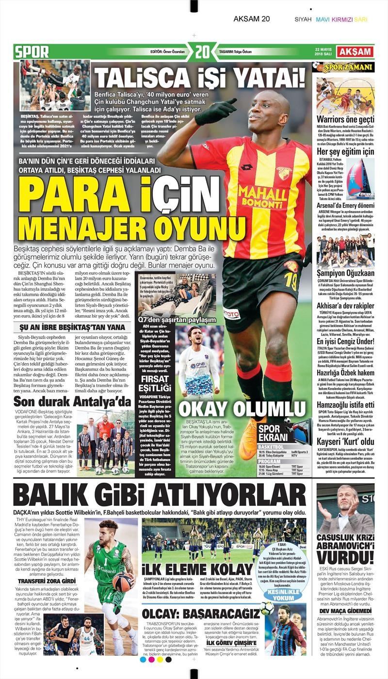 22 Mayıs 2018 | Gazetelerin Beşiktaş Manşetleri - Görsel 1