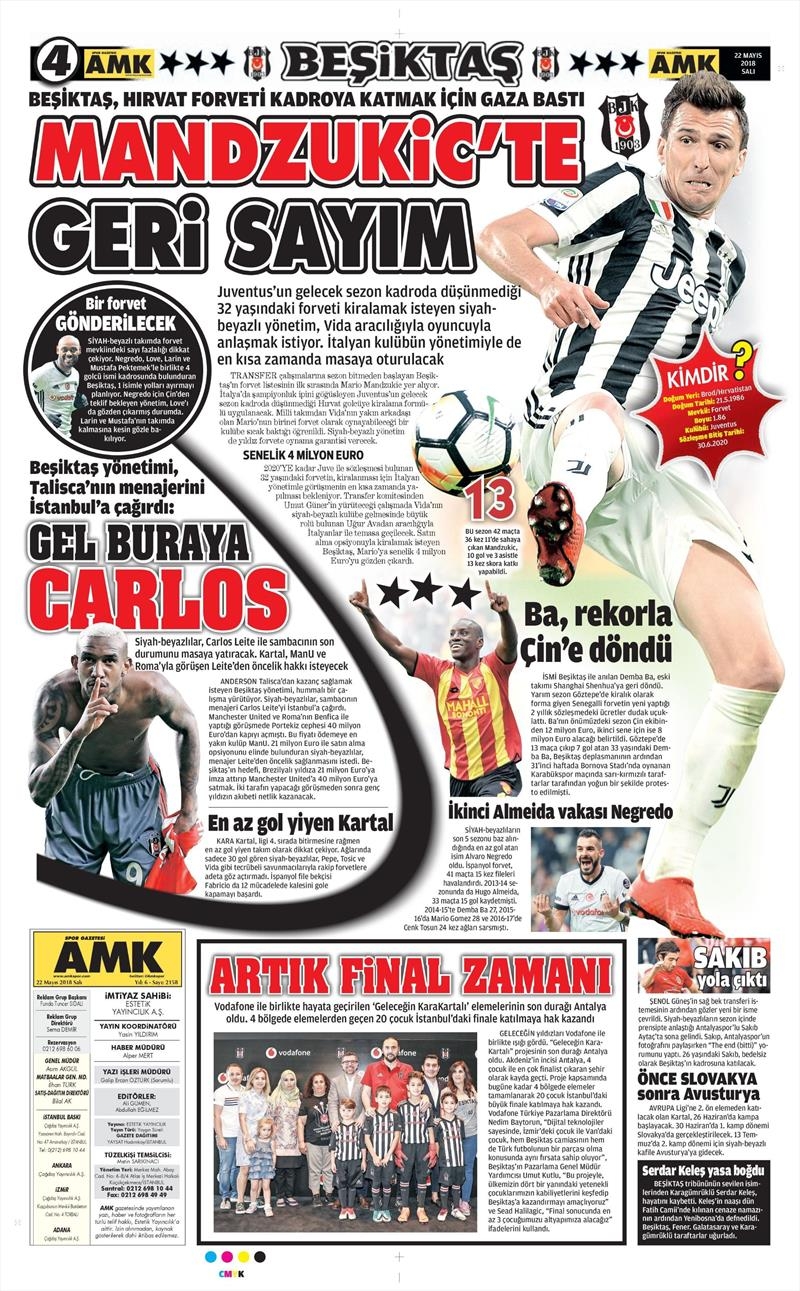 22 Mayıs 2018 | Gazetelerin Beşiktaş Manşetleri - Görsel 2