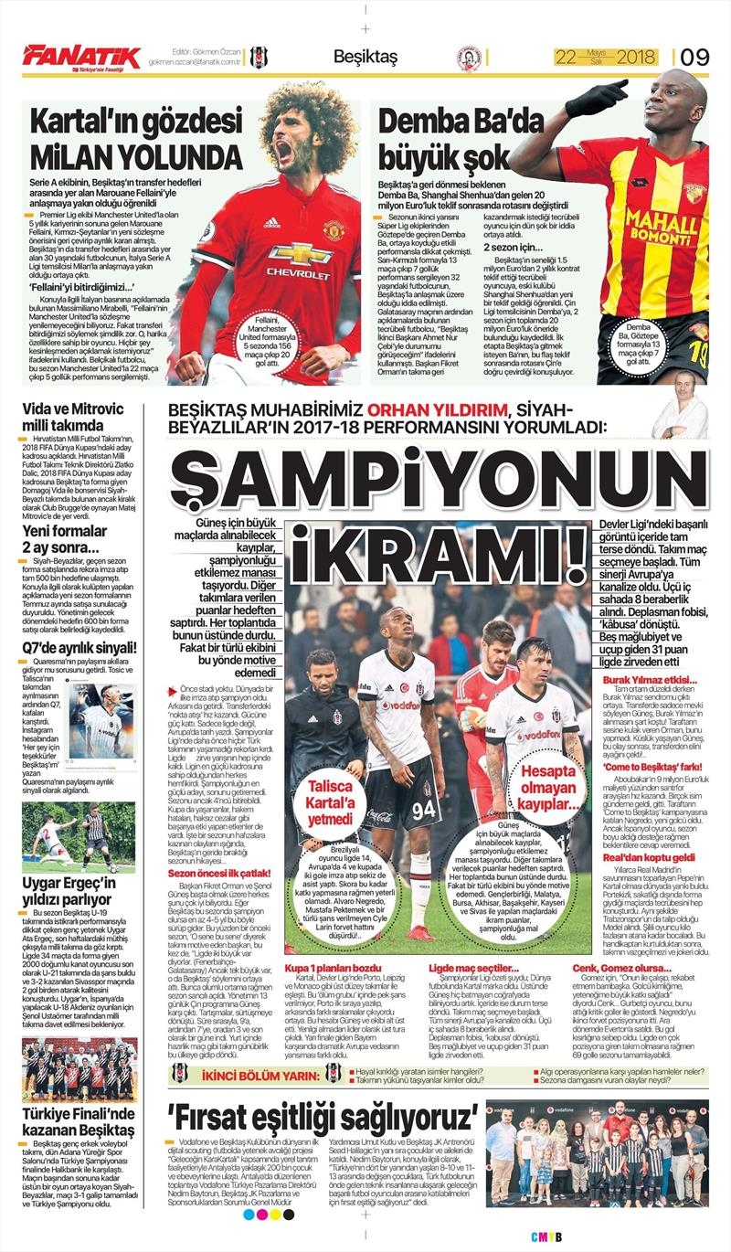 22 Mayıs 2018 | Gazetelerin Beşiktaş Manşetleri - Görsel 5