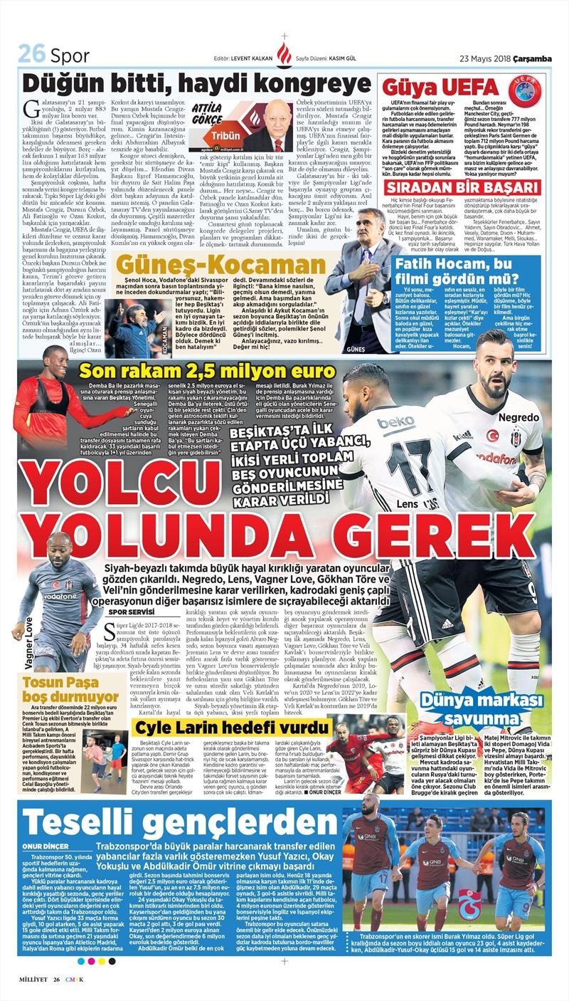 23 Mayıs 2018 | Gazetelerin Beşiktaş Manşetleri - Görsel 9
