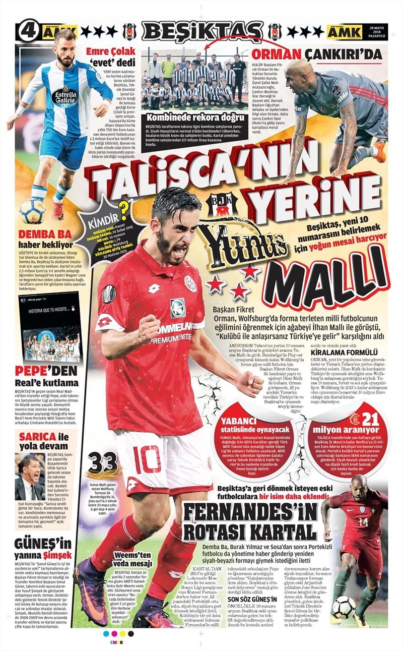 28 Mayıs 2018 | Gazetelerin Beşiktaş Manşetleri - Görsel 1