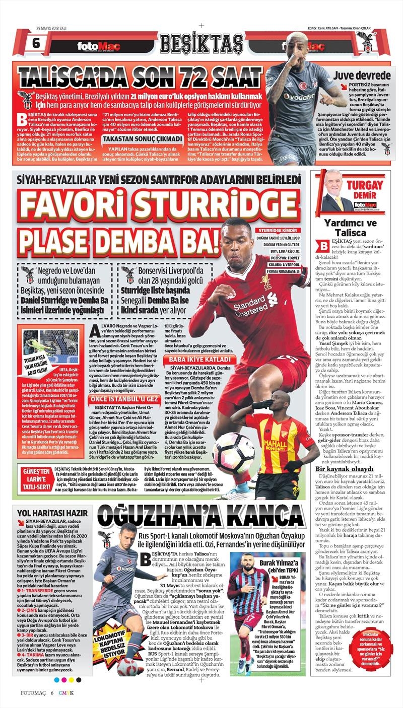29 Mayıs 2018 | Gazetelerin Beşiktaş Manşetleri - Görsel 9