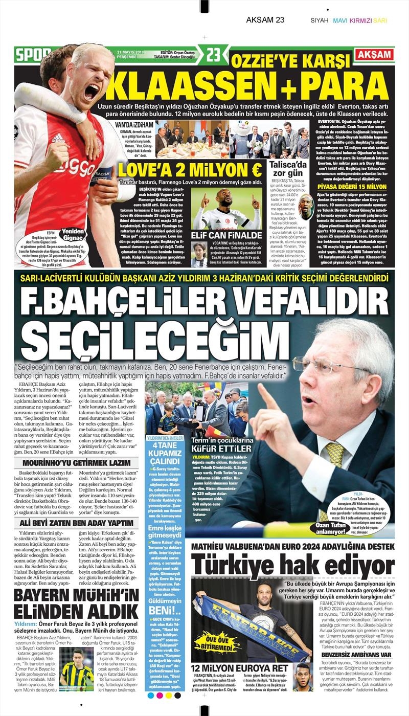 31 Mayıs 2018 | Gazetelerin Beşiktaş Manşetleri - Görsel 1