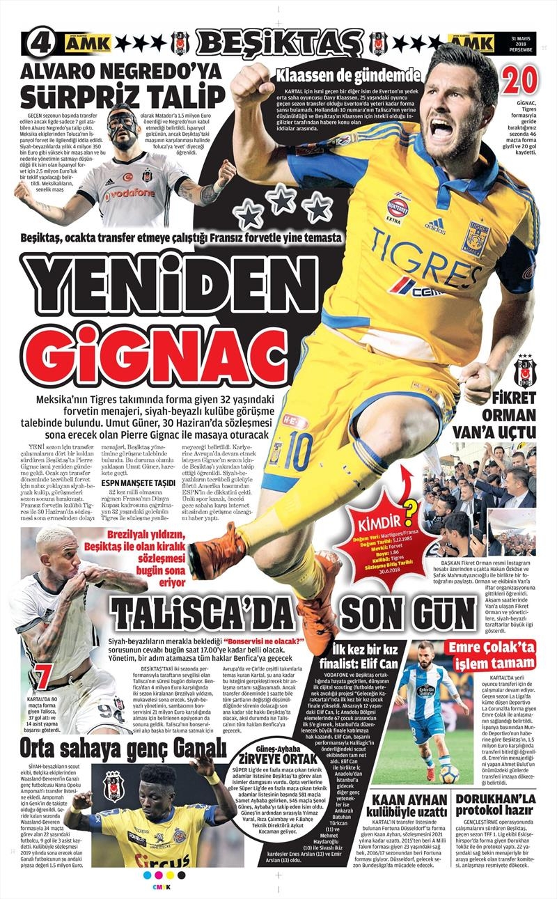 31 Mayıs 2018 | Gazetelerin Beşiktaş Manşetleri - Görsel 2